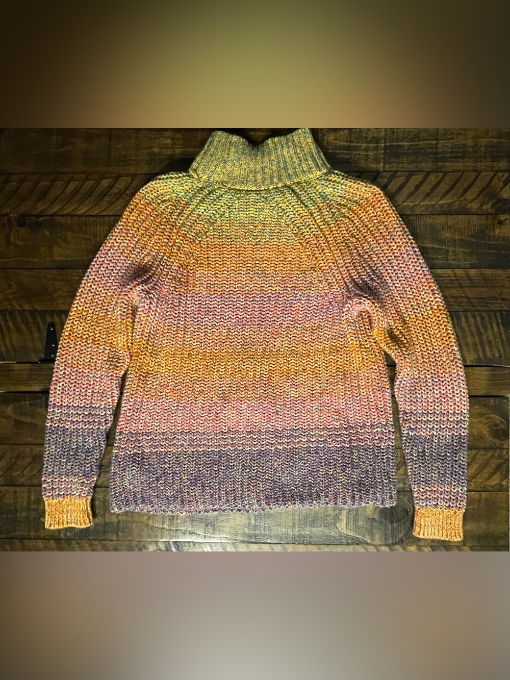 GAP Multicolor Gradient Knit Sweater, 100% Cotton Mock Turtleneck, Size M - Picture 3 of 5